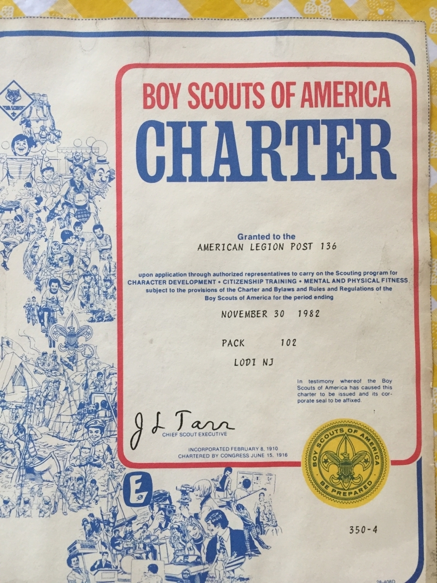 Boy Scouts Pack 102 Charter Documents The American Legion Centennial Celebration 8210